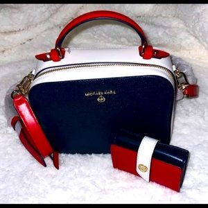 Kors crossbody & wallet red white blue